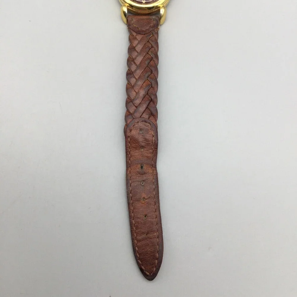 Vintage Guess Womens Watch 24mm Brown Dial Gold Tone Braided Leather New Battery